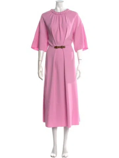 Pre-owned Tibi Crew Neck Midi Length Dress In Pink