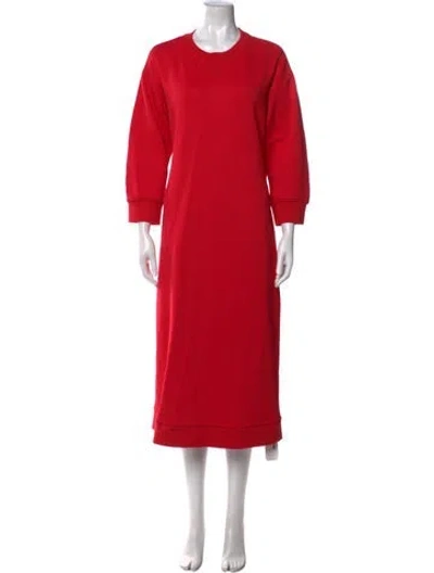Pre-owned Tibi Crew Neck Midi Length Dress In Red