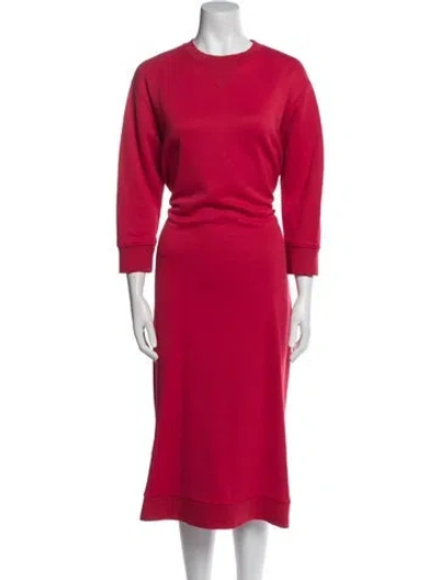 Pre-owned Tibi Crew Neck Midi Length Dress In Red