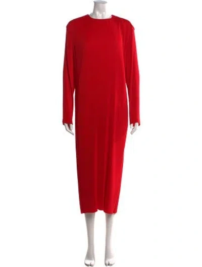 Pre-owned Tibi Crew Neck Midi Length Dress In Red