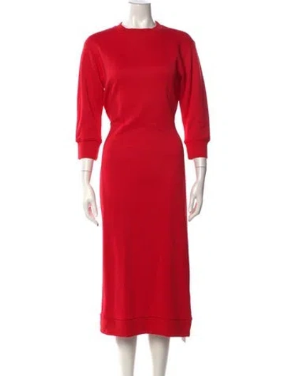 Pre-owned Tibi Crew Neck Midi Length Dress In Red
