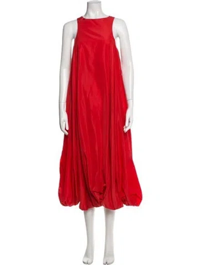 Pre-owned Tibi Crew Neck Midi Length Dress In Red