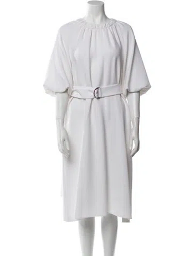 Pre-owned Tibi Crew Neck Midi Length Dress In White