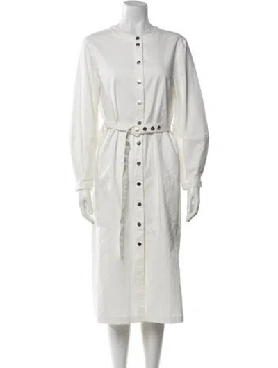 Pre-owned Tibi Crew Neck Midi Length Dress In White