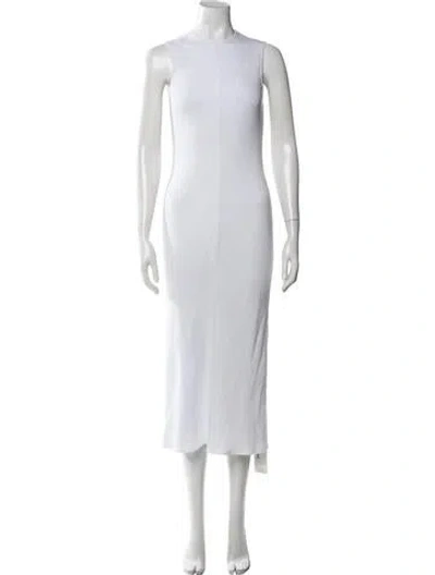 Pre-owned Tibi Crew Neck Midi Length Dress In White