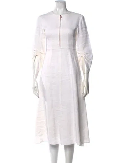 Pre-owned Tibi Crew Neck Midi Length Dress In White
