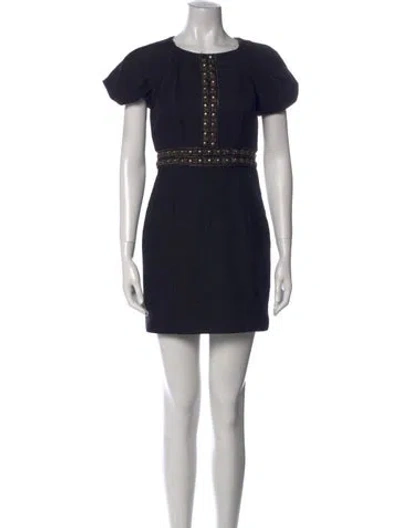 Pre-owned Tibi Crew Neck Mini Dress In Black