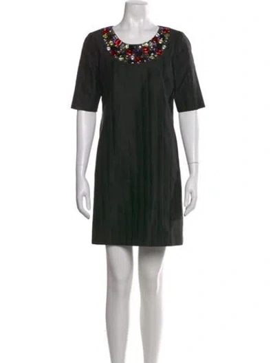Pre-owned Tibi Crew Neck Mini Dress In Black