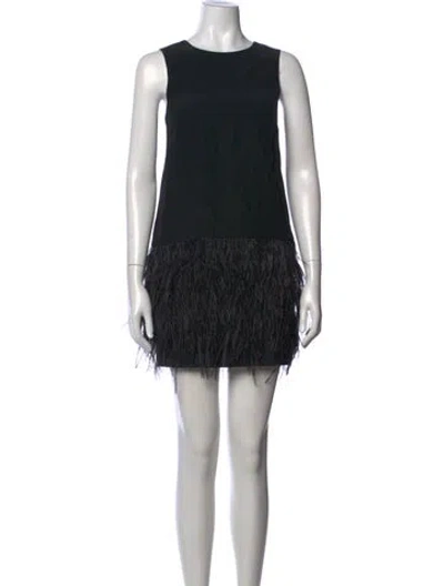 Pre-owned Tibi Crew Neck Mini Dress In Black