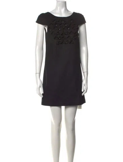 Pre-owned Tibi Crew Neck Mini Dress In Black