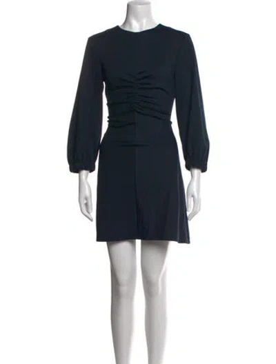 Pre-owned Tibi Crew Neck Mini Dress In Black/blue