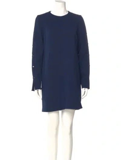 Pre-owned Tibi Crew Neck Mini Dress In Blue