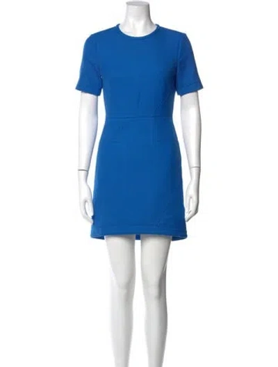 Pre-owned Tibi Crew Neck Mini Dress In Blue