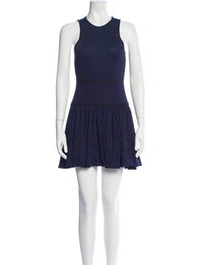 Pre-owned Tibi Crew Neck Mini Dress In Blue