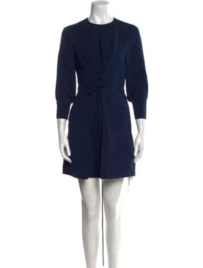 Pre-owned Tibi Crew Neck Mini Dress In Blue