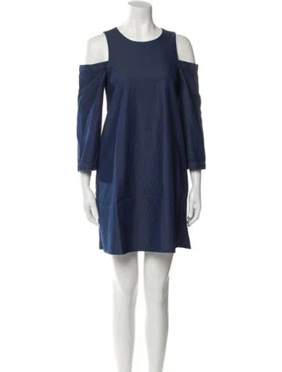 Pre-owned Tibi Crew Neck Mini Dress In Blue