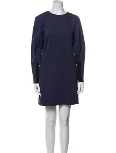 Pre-owned Tibi Crew Neck Mini Dress In Blue