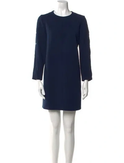 Pre-owned Tibi Crew Neck Mini Dress In Blue