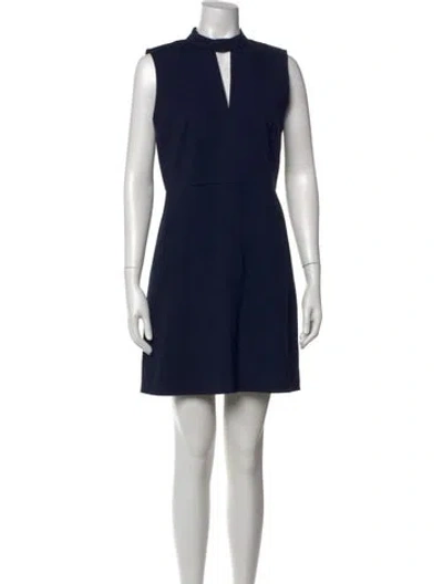 Pre-owned Tibi Crew Neck Mini Dress In Blue