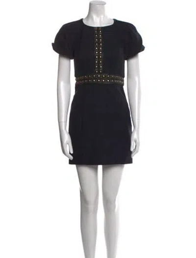 Pre-owned Tibi Crew Neck Mini Dress In Blue