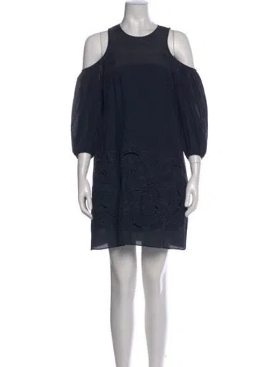 Pre-owned Tibi Crew Neck Mini Dress In Blue