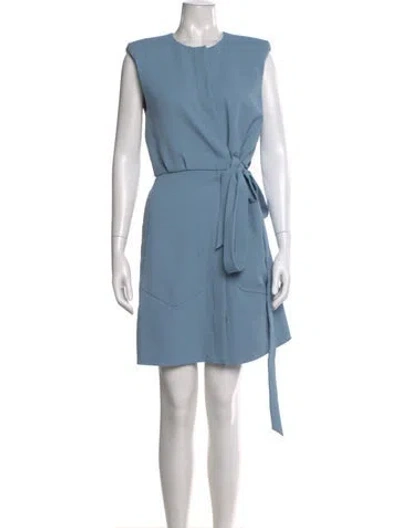 Pre-owned Tibi Crew Neck Mini Dress In Blue