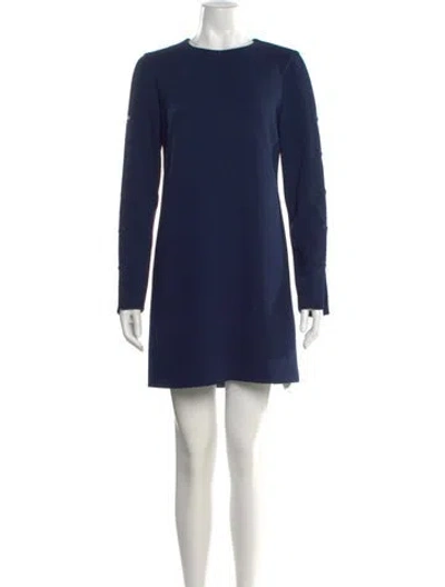 Pre-owned Tibi Crew Neck Mini Dress In Blue