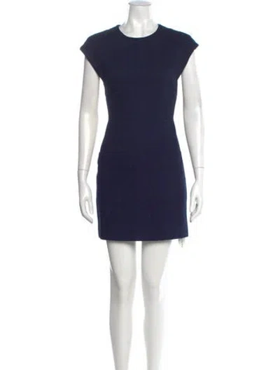 Pre-owned Tibi Crew Neck Mini Dress In Blue