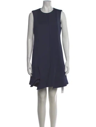 Pre-owned Tibi Crew Neck Mini Dress In Blue
