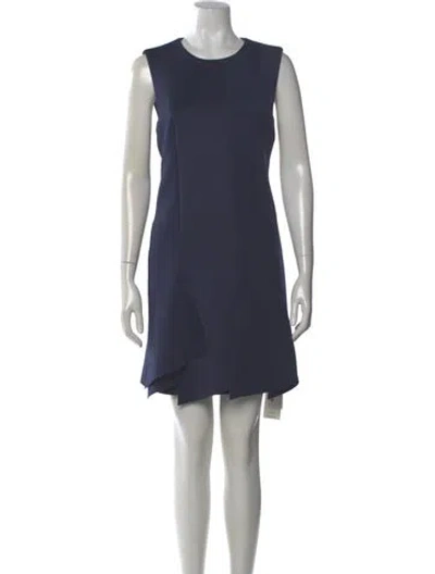 Pre-owned Tibi Crew Neck Mini Dress In Blue