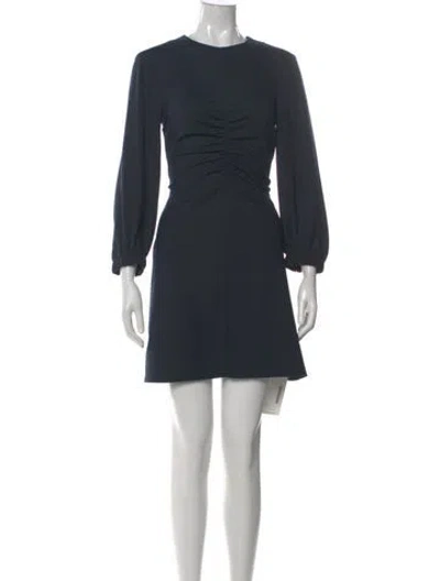 Pre-owned Tibi Crew Neck Mini Dress In Blue