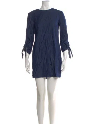 Pre-owned Tibi Crew Neck Mini Dress In Blue