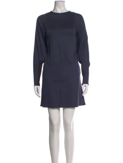 Pre-owned Tibi Crew Neck Mini Dress In Blue