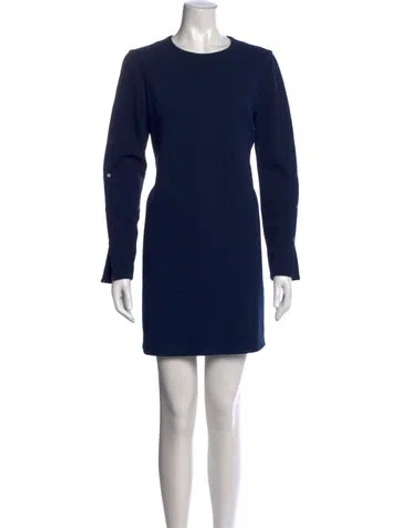 Pre-owned Tibi Crew Neck Mini Dress In Blue
