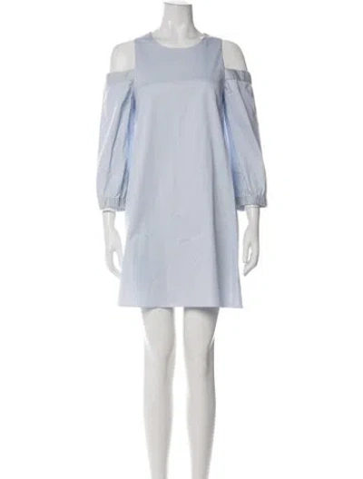 Pre-owned Tibi Crew Neck Mini Dress In Blue
