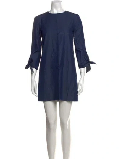 Pre-owned Tibi Crew Neck Mini Dress In Blue