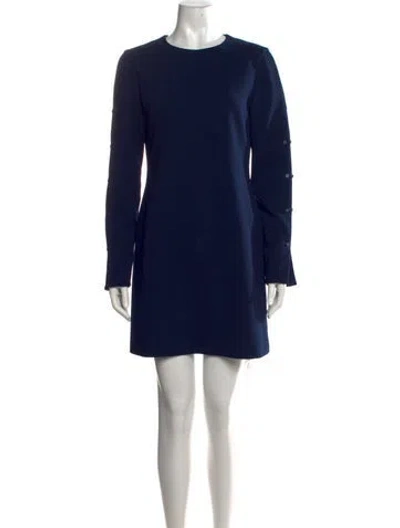 Pre-owned Tibi Crew Neck Mini Dress In Blue
