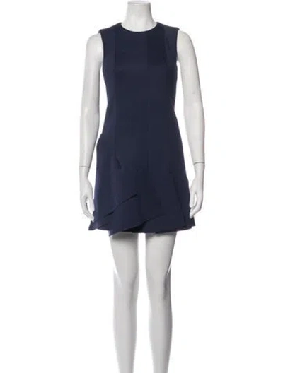 Pre-owned Tibi Crew Neck Mini Dress In Blue
