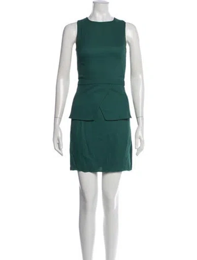 Pre-owned Tibi Crew Neck Mini Dress In Green