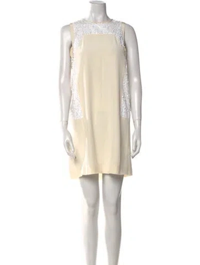 Pre-owned Tibi Crew Neck Mini Dress In Neutral