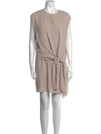 Pre-owned Tibi Crew Neck Mini Dress In Neutral