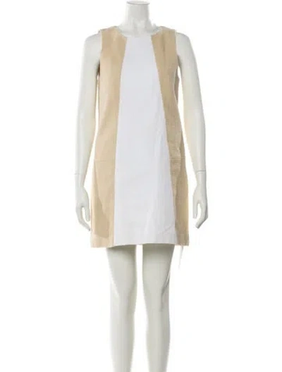 Pre-owned Tibi Crew Neck Mini Dress In Neutral