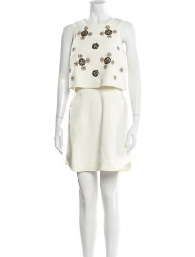 Pre-owned Tibi Crew Neck Mini Dress In Neutral