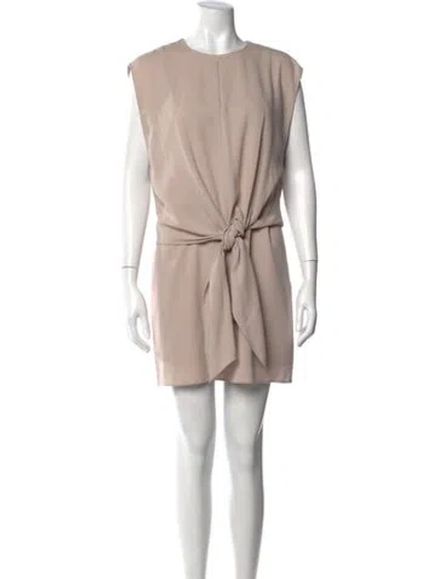 Pre-owned Tibi Crew Neck Mini Dress In Neutral