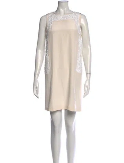 Pre-owned Tibi Crew Neck Mini Dress In Neutral