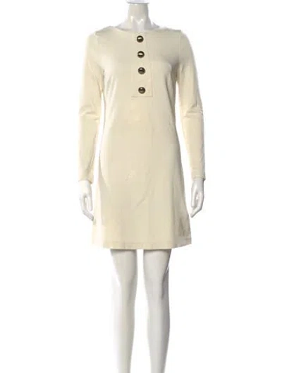 Pre-owned Tibi Crew Neck Mini Dress In Neutral