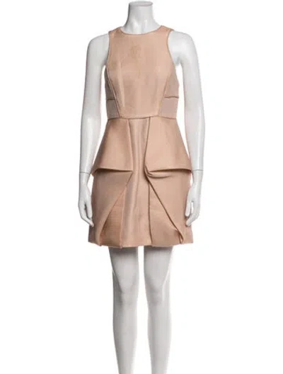 Pre-owned Tibi Crew Neck Mini Dress In Neutrals