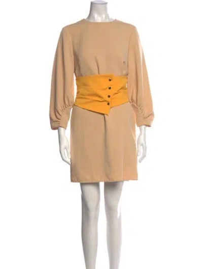 Pre-owned Tibi Crew Neck Mini Dress In Neutrals/yellow