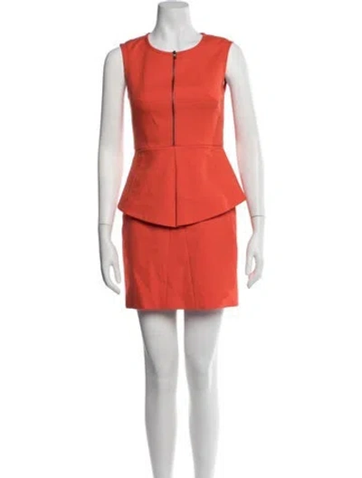 Pre-owned Tibi Crew Neck Mini Dress In Orange