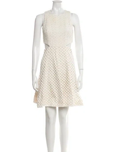 Pre-owned Tibi Crew Neck Mini Dress In White